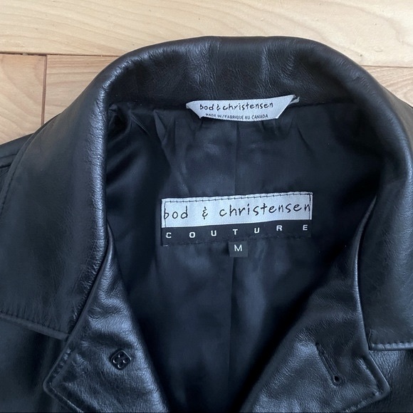 BOD & CHRISTENSEN LEATHER BLAZER JACKET UNISEX STRAIGHT CUT FRONT BUTTONS - Picture 2 of 6